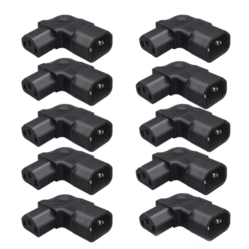 (10Packs) IEC320 C14 to C13 Right Angle Power Adapter,C14 to C13 90 Degree Left Turn Power Extension Adapter,PDU Plug/Socket 90 Degree Wall-Mounted LCD TV