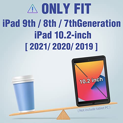 Timecity Ipad 7Th/ 8Th/ 9Th Generation Case/Ipad 10.2 Case 2019-2021 Release, Durable Sturdy Protection Case With Screen Protector, Swivel Stand, Hand Strap And Shoulder Strap Pencil Holder - Black #TOP1