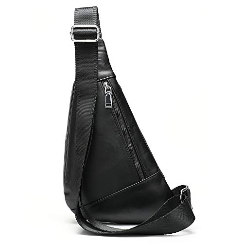 Niucunzh Genuine Leather Sling Bag Triangle Crossbody Bags Front Chest Day Pack One Shoulder Strap Backpack #TOP2