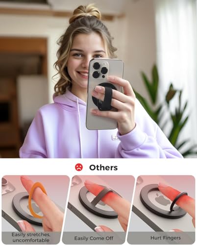 Image of SUPERONE for MagSafe Phone Grip, Magnetic Phone Ring Holder, Magnetic Phone Grip with MagSafe Strap, Adjustable Finger Ring Grip Kickstand for iPhone 17 16 15 14 13 12 Series Mag Safe Accessories