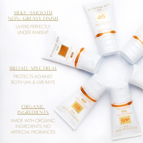 Hampton Sun Spf 45 Face Cream, 2 Fl Oz. - Wrinkle Control Broad Spectrum Daily Facial Sunscreen For Sensitive Skin, Hyaluronic Acid + Cucumber Infused Hydrating Spf For Face #TOP3