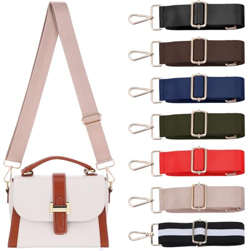 7 Pcs Wide Shoulder Purse Strap Replacement Shoulder Crossbody Straps Adjustable Belt Canvas Bag Crossbody Handbag for Women (7 Colors)