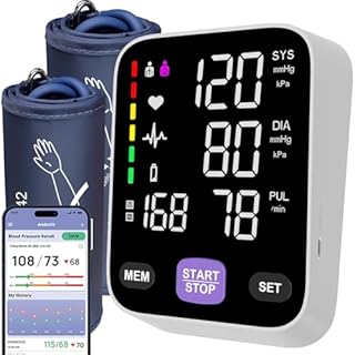 Andesfit Smart Bluetooth Blood Pressure Monitor: for Home use Come with 17" and 21" bp Cuff Arm Type Automatic XL Blood Pressure Machine AppleHealth Google fit Free APP Large and Extra Large
