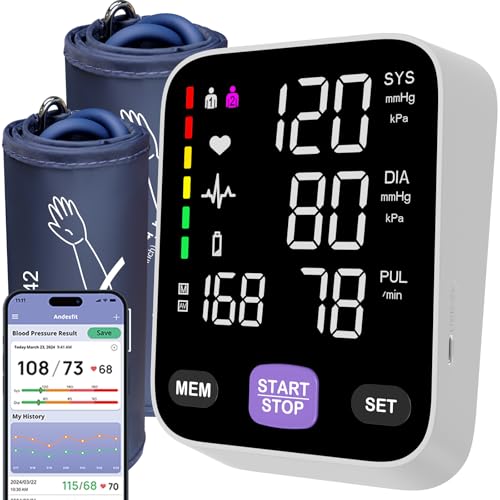 Wireless Bluetooth Accurate Automatic Upper Arm Type Blood Pressure Monitor for Home use with 17'...