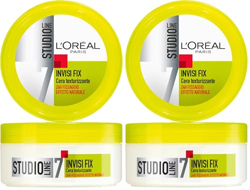 L'Oréal Paris Studio Line Cera Texturizzante, Per Tutti i Capelli, Per Look Naturali e Definiti, Tenuta Forte Fino a 24h, Formula Elastica, Invisi Fix, 75 ml (Confezione da 2)