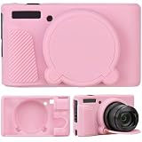 Supmay Custodia per fotocamera digitale Canon PowerShot SX740 HS/SX730 HS, custodia protettiva in morbido silicone con copriobiettivo rimovibile, custodia in gomma morbida in silicone, Rosa
