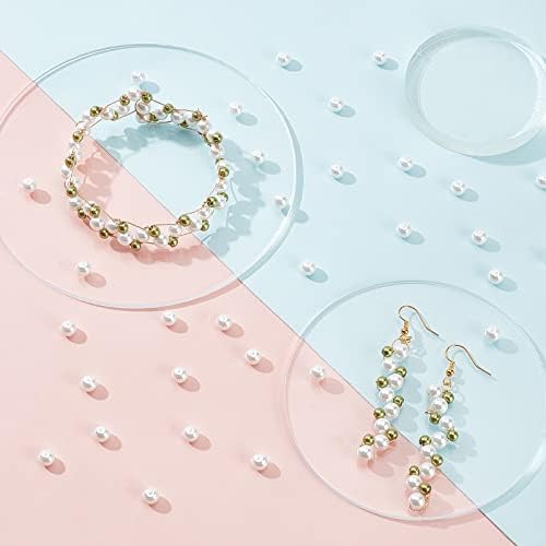 PandaHall Elite 400Pcs 6mm Glass Pearl Beads White Tiny Satin Luster Round Pearlized Loose Pearl Beads Imitation Pearl Bead for Bracelet Earring Christmas Jewellery Making DIY Crafts