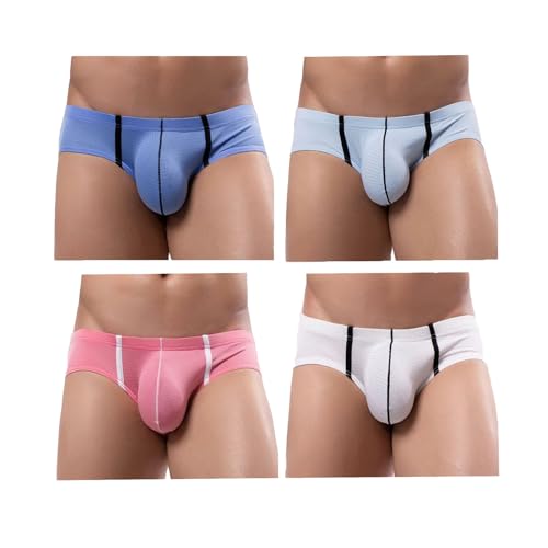 Men's Briefs Sexy Low Rise Pouch Nylon Bikini Underwear Underpants 4 Pack