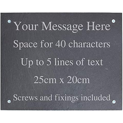 Personalised Engraved Large Slate Plaque/Sign with wall fixings - 25x20cm Cover