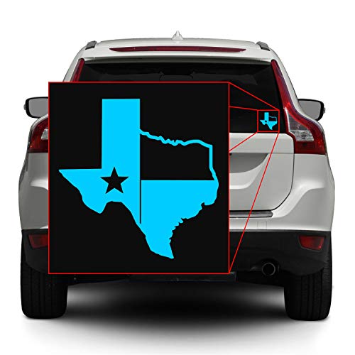 Image of TX Flag Shaped Like Texas [Pick Color] Vinyl Transfer Sticker for Laptop /Car /Truck /Window /Bumper (3 inch x 3 inch, Sky Blue)