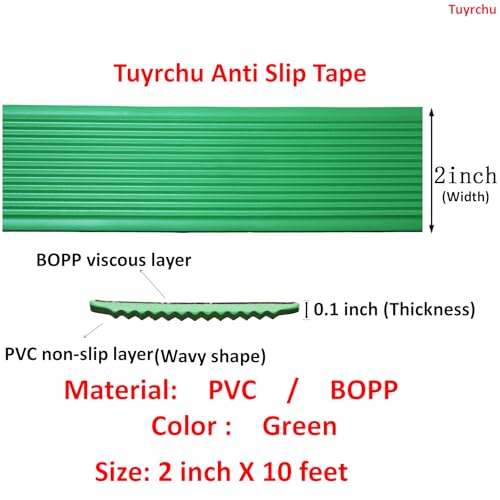 Image of Anti Slip Tape 2 Inch Wide, Waterproof Grip Adhesive Heavy Duty High Traction Friction for Indoor /Outdoor Steps (10 Ft /Green).