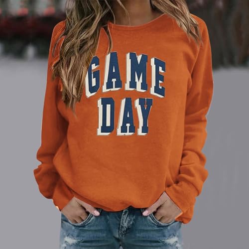 Moletom feminino com estampa Football Game Da, manga comprida, gola redonda, roupas modernas, moleto