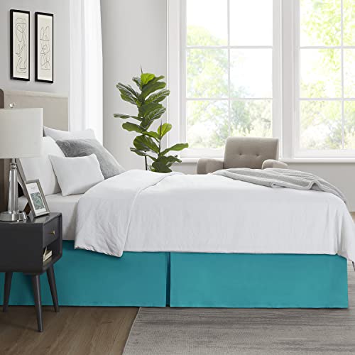 Image of Nestl Teal Full XL Bed Skirt - Full XL Size Bed Skirt 14 Inch Drop - Brushed Microfiber Bed Skirts - Hotel Quality Pleated Bed Skirt - Shrinkage & Fade Resistant