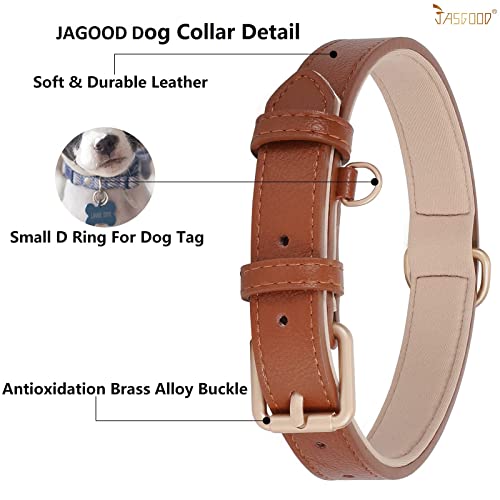 Leather Dog Collar Adjustable Soft Leather Padded Collar Heavy Duty for Small Medium Large Size Dogs with Alloy Buckle(Brown,XS) - Image 4