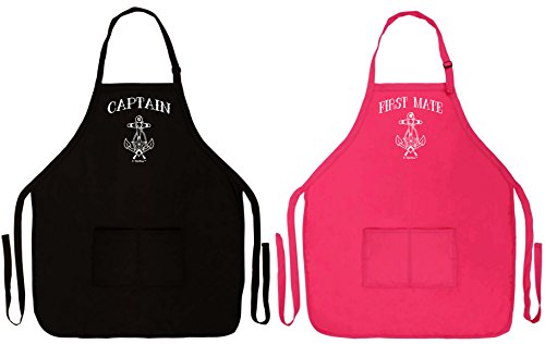ThisWear Sailing Nautical Gift Captain First Mate Couples Apron for Cooking Baking Two