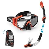 Seaview 180° Kradan Snorkel Set. Wide View Panoramic Tempered Glass Diving Snorkel Mask...