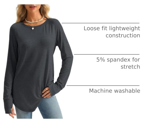 Image of AUTOMET Womens Long Sleeve Tunic Tops Crew Neck Casual Loose Fit Shirts