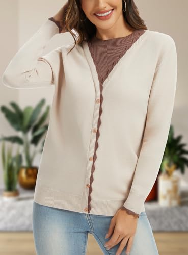 Womens Long Sleeve Sweaters Trendy Fall Outfits 2025 Fashion Clothing Crewneck Pullover Casual Cute Tops with Buttons2