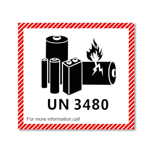 1000-Pack UN3480 Lithium-Lon Battery Caution Labels, 4.7 x 4.3 Inch, Adhesive Safety Stickers for Shipping Lithium Batteries, Transport Warning Labels (UN3480)