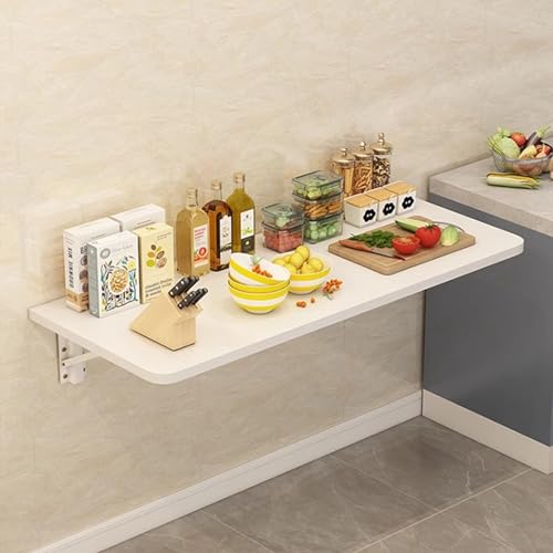 Mesa de pared con hojas abatibles, banco de trabajo plegable que ahorra espacio y barra de desayuno plegable, versátil escritorio para portátil montado en la pared con soportes para cocina y oficina