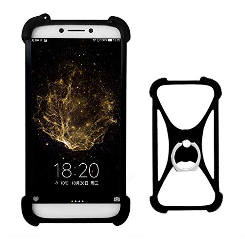 Lankashi Schwarz Silikon Schutz Tasche Hülle Hülle Ring Halter Ständ Cover Etui Handyhülle Handytasche Für Alcatel 8050D 9001D 5080X 5070D A5 LED A3 XL A7 U5 3C 3V 3X 1X 1C 5086 5044D 5047D Universal