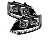 Headlights VP493 Headlamps TFL Driver And Passenger Side Set Headlight Assembly Projector Front Lights Black LHD Compatible With Volkswagen Polo 6R 2009 2010 2011 2012 2013 2014 VW Polo 6C 2014 2015-