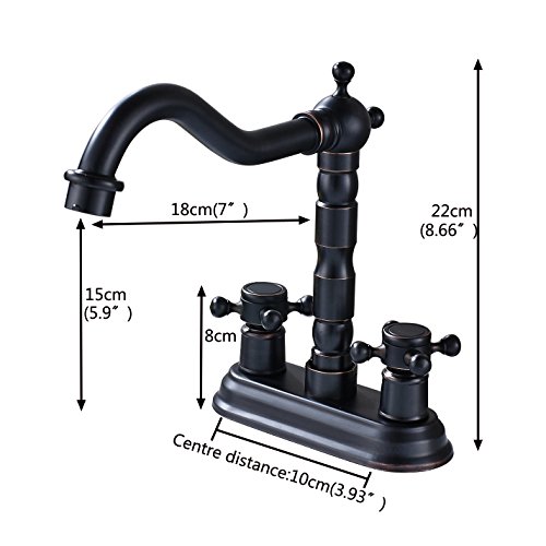 Rozin Bathroom 2 Holes 4-Inch Centre Sink Faucet Deck Mounted Basin Mixer Tap Oil Rubbed Bronze #TOP1