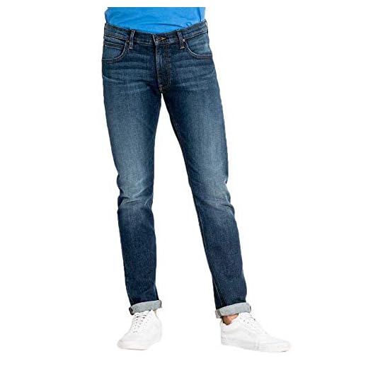 Lee Herr Luke' Tapered Fit jeans, Blå (Dark Diamond Ft), 30W x 32L