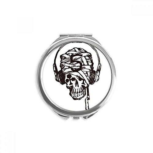 Miroir rond casque skull parfait pour le maquillage de poche en voyage