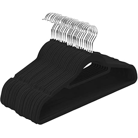 Utopia Home Premium Non-Slip Velvet Hangers [Set of 50] (42cm) - Heavy Duty Velvet Suit Hangers with Tie Bar, 360 degree rotatory hook - Space saving, sturdy to hold Jacket, Jumper & Pullover (Black) Cover
