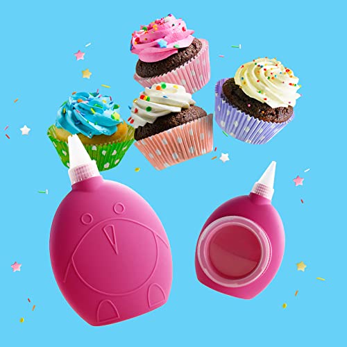 Cailink Frosting Bulb Piping Tips Kit,8Pcs Pink Penguin Pattern Cupcake Decorating Supplies,Cake Icing Drip Bottle,Deviled Egg Tools,Dessert Cookie Dispenser(Pink) #TOP4