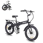 GELEISEN Folding Electric Bike for Adults, 20"×3.0 Fat Tire Electric Bicycle, 280.8Wh Battery Ebike, 20MPH Electric Cargo Bike with LCD Color Display & 6 Speed Gears (Fits for 5'0"+)