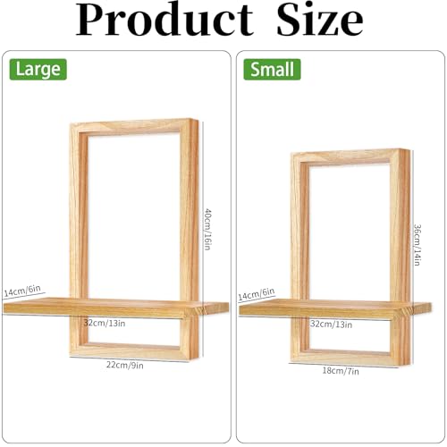 YIYA 2 Piezas Estantes de Madera para Decoración de Pared Estante de Pared Moderno Boho Estante Flotante Bohemio para Plantas Fotos Decorativos Salón Baño Dormitorio (Brillante) - imagen 3