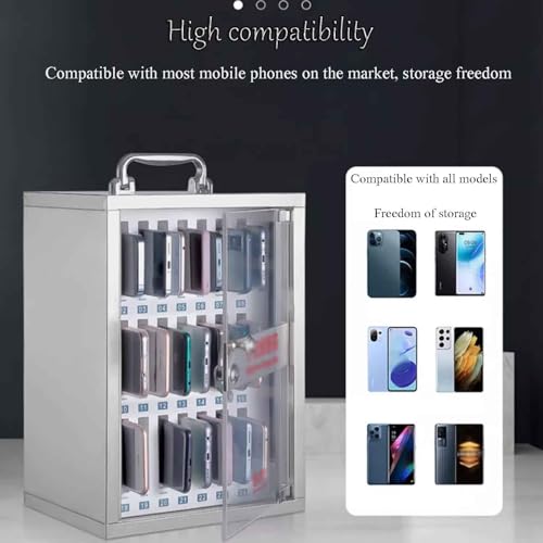 Image of Cell Phone Safe Deposit Box Stainless Steel Cell Phone Storage Boxes Employee Cell Phone Safe Deposit Boxes with Safety Lock No harm to The phoneWall-Mounted or Portable