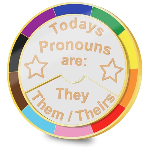 Arturbo Today Pronouns Are LGBTQ Rainbow Rotation NB Pride Gender Identity Spinning Genderfluid Pride Color Wheel Enamel Pronouns Pin Badges for Holiday Gifts Decoration