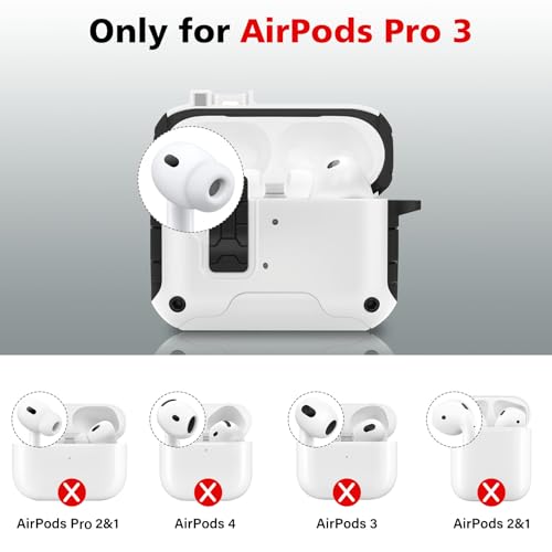 Image of HITZEE for AirPods Pro 3 Case, Compatible with AirPods Pro 3rd Generation Case (2025), Magnetic Automatic Lock with Phone Stand, Compatible with MagSafe Cover, Black /White