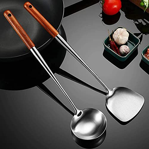 Espátula wok e conjunto de ferramentas de concha, espátula para wok, espátula wok de aço inoxidável