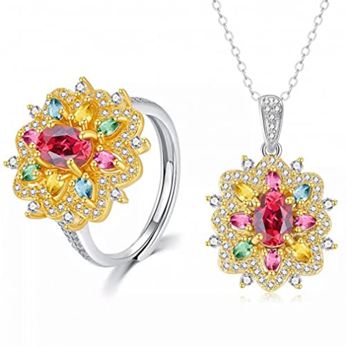 Collier Tourmaline 925 en argent sterling et ses anneaux en gemme rouge éclatante