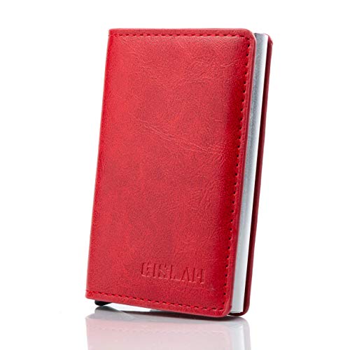 Preisvergleich Produktbild Gislah Kartenetui Kreditkartenetui mit Geldklammer Kreditkarten etuis Geldbörse Portmonee Portemonnaie Cardguard mit RFID Schutz Geldbeutel Slim Wallet Das Portmonee für Jede Tasche (Rot)