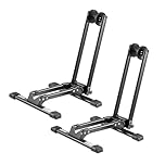 VEVOR Bike Racks 2 Pack, Fits 20 to 29 Inch Mountain & Road Bikes, Alloy Steel Rust-Resistant Bike Floor Stand Rack, Foldable Bicycle Stand for Entryway, Garage, Home Bikes Parking & Storage, Black