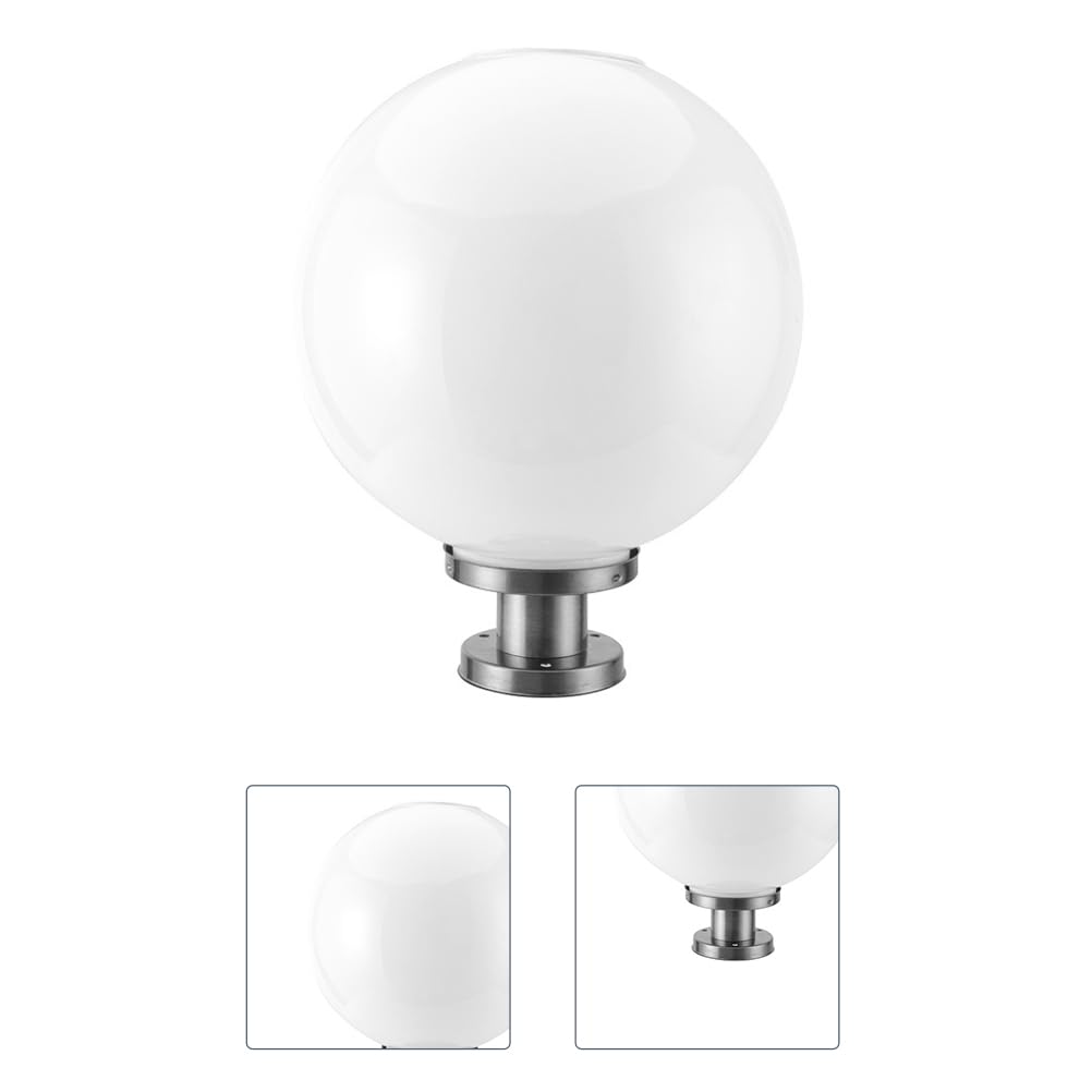 HOMSFOU Lámpara Solar para Poste Exterior Farola de Patio Luz LED Luz Fría Base Acero Inoxidable 20 Cm Iluminación Jardín Terraza