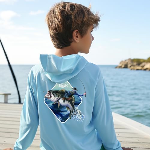 Palmyth Boys Fishing Shirt Youth Hoodie UPF 50+ Sun Protection Long Sleeve4