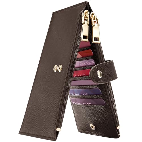 Image of Travelambo RFID Wallet Women Large Size Bifold Multi Card Wallet Case with Zipper Pocke Credit Card Holder for Women