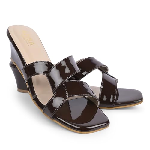 Image of Women Girls Comfortable Slip-On Glossy Sandals - Stylish All Day Comfort Ladies Footwear for Daily Wear