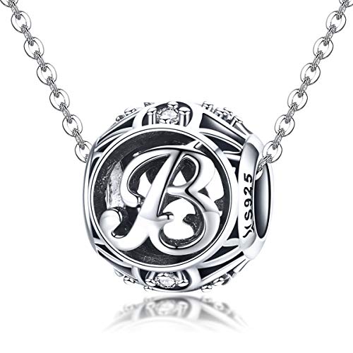 Perle lettre B alphabet pour bracelet à breloques en argent 925 et zirconium transparent
