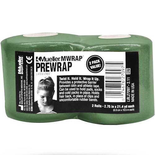 Image of Mueller Sports Medicine MWrap, Pre Wrap, Athletic Tape Underwrap for Sports, Hair, Ankles, Wrist, Hands and Knees, Water-Resistant, Latex Free, 2.75 inch x 21.4 Yards Per Roll, 2 Rolls