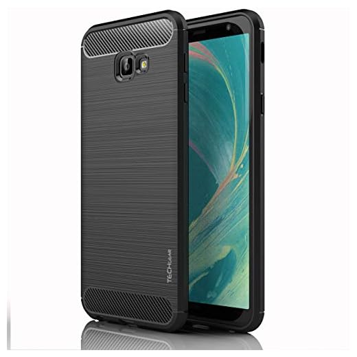 TECHGEAR Galaxy J4 Plus, J4+ fodral – [Stealth fodral] flexibel stötsäker TPU slim fit fodral skydd – kolfiberdesign mjukt flexibelt skyddande skal skydd kompatibel med Samsung Galaxy J4 Plus – svart