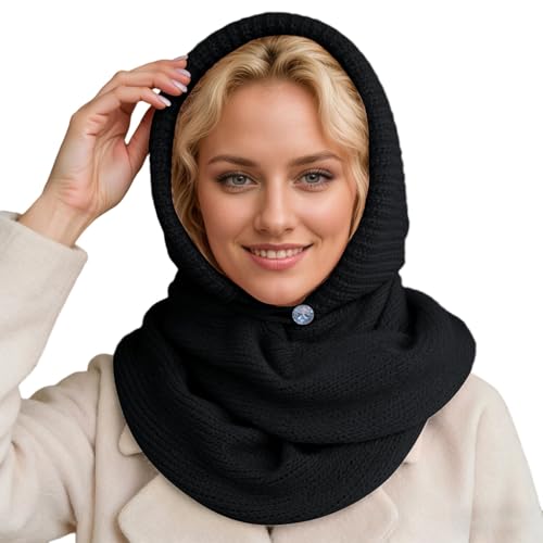 Bonnet d'hiver cagoule pour femme : écharpe tricotée thermique