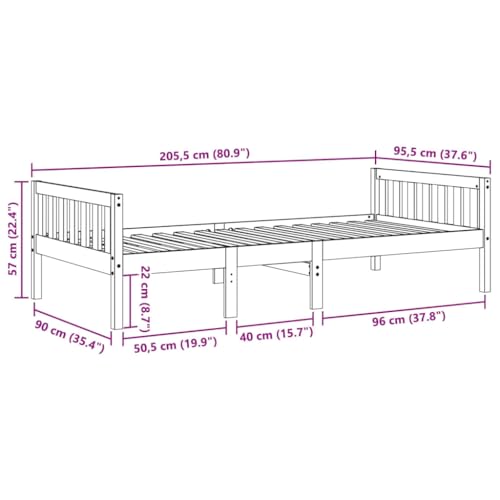 Vidaxl Letto Per Bambini Senza Materasso 90X200 Cm Legno Massello Pino, Letto Singolo, Letto A Mezza Piazza Per Bambini, Letto In Legno - 3