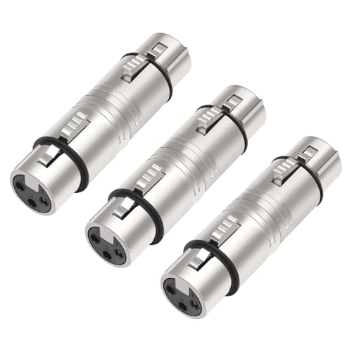 Lrbners XLR Female to Female Audio Adapter, Secure Locking Coupling Connector, 3-Pin Lossless Signal Transmission, Durable XLR Cable Extender for Studio & Stage Equipment Cable Adapter-3Pack